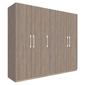 Mua Tủ quần áo gỗ MDF Tundo 5 cánh 2 ngăn màu xám 220 x 55 x 200cm
