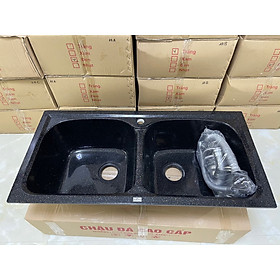 Mua Chậu rửa chén đá nhân tạo 2 hộc đen 98*48*22 ( tặng kèm bộ xả )