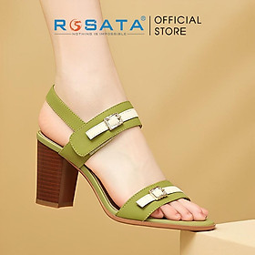 Dép nữ ROSATA RO528 giày xăng đan cao gót 7 phân thời trang thanh lịch mũi nhọn quai dán - Xanh