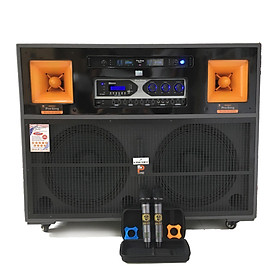 LOA ĐIỆN CAO CẤP “PROSING J97” karaoke bass 4 tấc đôi - 2 Treble - Thùng gỗ - Công suất cực lớn - 2 Micro UHF chỉnh được tần số - Ngoại hình sang trọng - Sản phẩm chính hãng