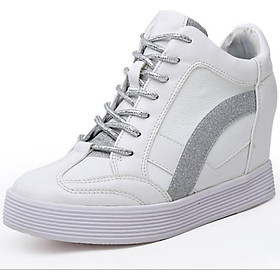 Korean Version Of Invisible Height-Enhancing Single Shoes /High-Top Shoes Casual Sports Shoes /Lace-Up Thick-Soled Heel Shoes