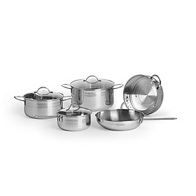 Bộ nồi xửng quánh 3 Đáy inox 430 FIVESTAR 5 món nắp kính -mẫu mới - dùng được bếp từ -tặng 2 vá canh - Hàng Chính Hãng