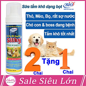 MUA 2 TẶNG 1 Sữa tắm khô dạng bọt Bio-Silky cho chó mèo, Làm sạch