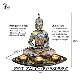 Mua Tượng phật thiền định kèm đế nến tặng 10 cốc nến bơ - Mani Decor