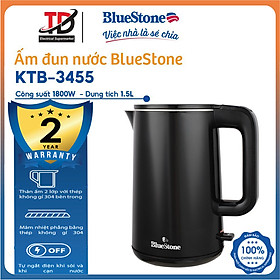 Ấm Đun Siêu Tốc BlueStone KTB-3455, 1.5Lit - 2200W, 2 Lớp Siêu Bền - Hàng Chính Hãng