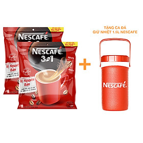 [Tặng bình giữ nhiệt 1.5L]Combo 2 bịch cà phê hòa tan Nescafé 3in1 vị nguyên bản - công thức cải tiến (Bịch 46 gói x 16g)