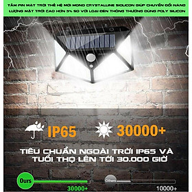 Mua Đèn led cảm ứng ngoài trời siêu sáng 100LED năng lựng mặt trời 3 CHẾ ĐỘ