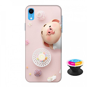 Ốp lưng nhựa dẻo dành cho iPhone XR in hình Heo Con Dễ Thương - Tặng Popsocket in logo iCase - Hàng Chính Hãng