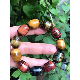 Vòng tay Nam Đá Thạch Anh Mắt Hổ SẮC MÀU LU BÓNG ĐẸP  Size hạt 13mmx Dài 18mm Hợp Nam Tất Cả Các Mệnh đeo đẹp sang ạ 100% đá thiên nhiên tốt ạ