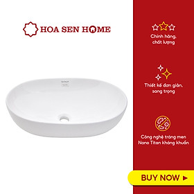 Lavabo đặt bàn Viglacera P.23.350 sứ Ceramic cao cấp, công nghệ men Nano kháng khuẩn, lòng chậu sâu, đạt chuẩn công nghệ Italia - Hoa Sen Home - Hàng chính hãng