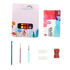 Watercolor Paint Set with Paint Brush Art Paper for Children School Supplies