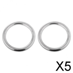 5x1 Pair Smooth Welded Polished Boat Marine Stainless Steel O Ring 6 x 45mm