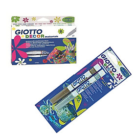 Combo 1 hộp Bút dạ 6 màu GIOTTO Deco materials và 1 vỉ 2 bút vẽ lên nhiều chất liệu Giotto Decor Metal - Italia