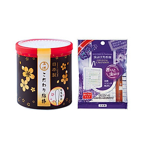 Combo Miếng Đuổi Muỗi, Côn Trùng Treo Phòng Tiện Lợi (Hương Lavender) + Hộp 180 Bông Vệ Sinh Tai An Toàn Cao Cấp - Nội Địa Nhật Bản