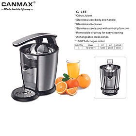 Mua Máy vắt cam cao cấp thương hiệu Canmax CJ-186 - Chất liệu: Inox 304 - Dung tích: 1000ml - Công suất: 120W - Hàng Nhập Khẩu