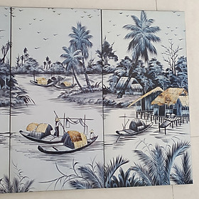 Mua Tranh sơn mài đồng quê bộ 4 tấm 60x120 cm hàng xuất khẩu