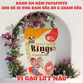 Bánh ăn dặm PAPAFOOD PAPAPUFFS RINGS - 100% Nguyên Liệu Hữu Cơ - CHO BÉ DỊ ỨNG ĐẠM SỮA BÒ & CHÀM SỮA - Gói 30G (MSMV: 8938549094100)