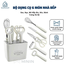 Bộ Dụng Cụ Nhà Bếp 6 Món Bộ Dao Kéo Làm Bếp Đa Năng Bằng Thép Không Gỉ Sắc Bén Kèm Khay Đựng Sang Trọng- HÀNG CHÍNH HÃNG MINIIN