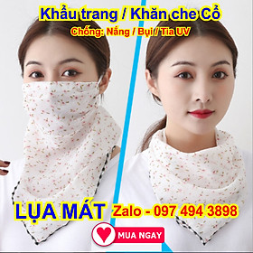 Khẩu trang kiêm khăn che cổ bằng vải lụa mát, chống nắng mặt & cổ mát rượi