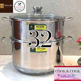 Mua Bộ xửng hấp inox size 32 (nồi 15 lít) đáy từ  Chõ hấp  đồ xôi inox 6 đến 8 kg gạo