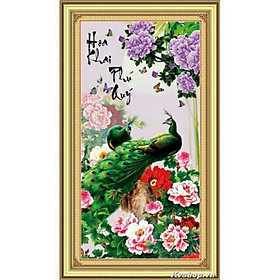 Mua tranh thêu chữ thập Hoa khai phú quý 44x79cm - chưa thêu