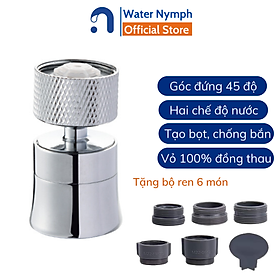 Mua Đầu nối vòi nước xoay 360 độ Waternymph N34  bằng đồng thau  tạo bọt  chống bắn  hai chế độ phun nước (tặng kèm bộ ren)