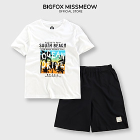 Bộ Bé Trai Bigfox, Bộ Cộc Tay Trẻ Em Mùa Hè Chất Cotton Mát In Hình South Beach