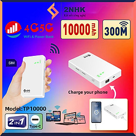 Mua Cục phát wifi từ sim 4G TP10000 kiêm pin sạc dự phòng 10000mAh  bộ phát wifi di động sử dụng mọi loại sim tốc độ cao 300Mbps -Hàng nhập khẩu.