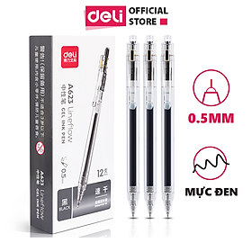 Bút Bi Nước Mực Gel Bấm Ngòi 0.5mm Deli - Có Ngòi Thay Thế Viết Trơn Đều Phù Hợp Ghi Chép Văn Phòng Học Sinh Sổ Tay - A623 SA135