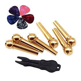 12Pcs Acoustic Guitar Pegs Bridge Pins Music Instrument Parts 6Pcs Brass Pin