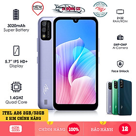 Mua Điện thoại Smartphone iTel A26 (2GB/32GB) - Chụp Ảnh AI  Mở Khoá Bằng Khuôn Mặt  - Hàng Chính Hãng