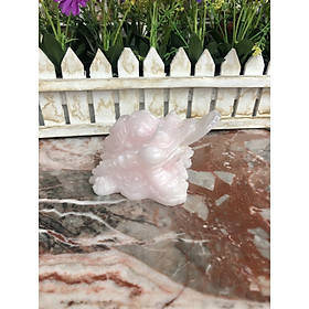 Mua Tượng Cóc Ba Chân  Cóc Ngậm Tiền  Thiềm Thừ phong thủy chiêu tài lộc đá thạch anh hồng - Dài 8 cm