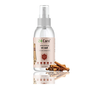 Xịt Phòng Tinh Dầu Quế Hữu Cơ Organic 24Care 50ML/100ML - Kháng khuẩn - Khử mùi hôi - Đuổi muỗi - côn trùng - Giúp định tâm khi đi xa, ngủ khách sạn, giảm cảm giác bất an - Hương thơm thư giãn.