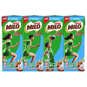 Lốc 4 Hộp Sữa Nestlé Milo Ít Đường (180ml/ Hộp)