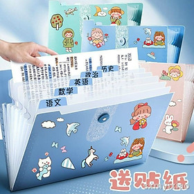 Túi Đựng Tài Liệu Chống Nước 12 ngăn. Cỡ A4. Kèm Miếng Dán Màu + sticker