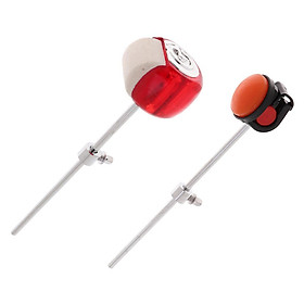 Pack of 2 Bass Drum Pedal Beater Cotton/Silcone Hammer Head, Orange Red
