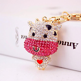 Móc khóa hongkong con trâu màu hồng