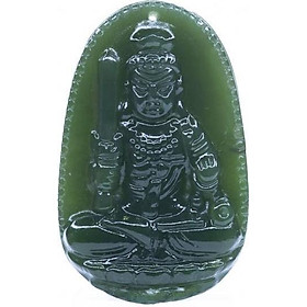 Mặt dây chuyền Bất Động Minh Vương Ngọc Bích tự nhiên - Phật Độ Mạng cho người tuổi Dậu - PBMNEP07 (Mặt kèm sẵn dây đeo)