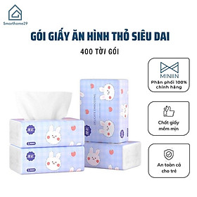 Thùng 40 gói giấy ăn rúi hình thỏ siêu dai, mềm mịn, an toàn cả cho bé  - Chính hãng MINIIN 