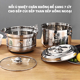 Nồi ủ nhiệt chân không đế gang TS68 dung tích 6.8L kho cá hầm xương luộc gà cho bếp ga bếp từ bếp hồng ngoại tiện lợi- màu ngẫu nhiên