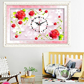 Mua Tranh đính đá đồng hồ Hoa Hồng I 80x53cm I LV011