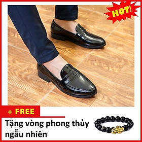Giày Lười Nam Đẹp Băng Khuyết Da Bóng Rất Sang Trọng - M367-BONG- Kèm Vòng Phong Thủy