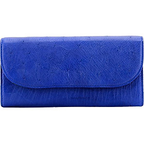 Ví Nữ Da Đà Điểu 3 Gấp Huy Hoàng HT3402 (18.5 x 9 cm) - Xanh Dương