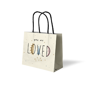Túi giấy SDstationery You Are Loved 18x15.5 đựng quà, mỹ phẩm, họa tiết hiện đại, màu vàng nhạt, chữ ép kim