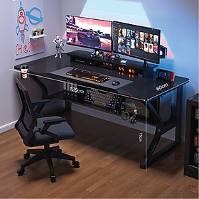 Mua Bàn Gaming chân chữ C mặt gaming cắt CNC kèm kệ  Bàn làm việc kèm kệ lửng chân sắt hộp sơn tĩnh điện 2x4cm hình chữ C uốn cong