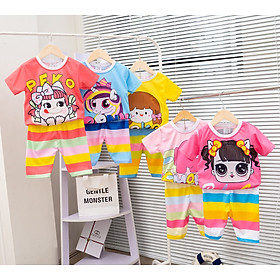 Combo 5 Đồ bộ bé gái, quần áo Mimykid in 3D hoạt hình dễ thương