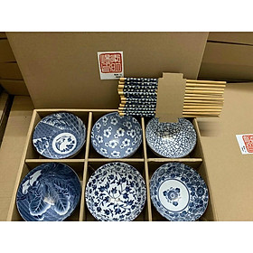 Mua Bộ 6 chén (bát) cơm sứ phong cách Nhật Bản hoa văn sắc xưa giả cổ