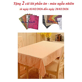 KHĂN TRẢI BÀN PAULEE 604L - HOA VĂN - MÀU HỒNG KEM - 135CM X 180CM - Vải Polyester