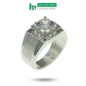 Nhẫn Nam Bạc Ta Đá Chủ 7.5mm Nam Tính BẠC HIỂU MINH NA610