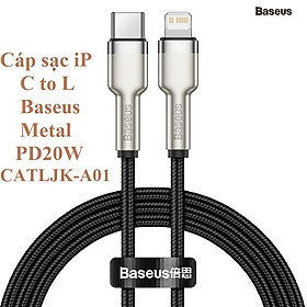 [ C to iP ] Cáp sạc nhanh  cho iP 12 Series Baseus  Metal PD20W CATLJK-A01 - Hàng chính hãng - 2M - Đen
